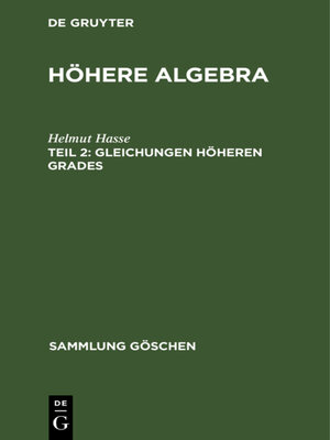 cover image of Gleichungen höheren Grades
